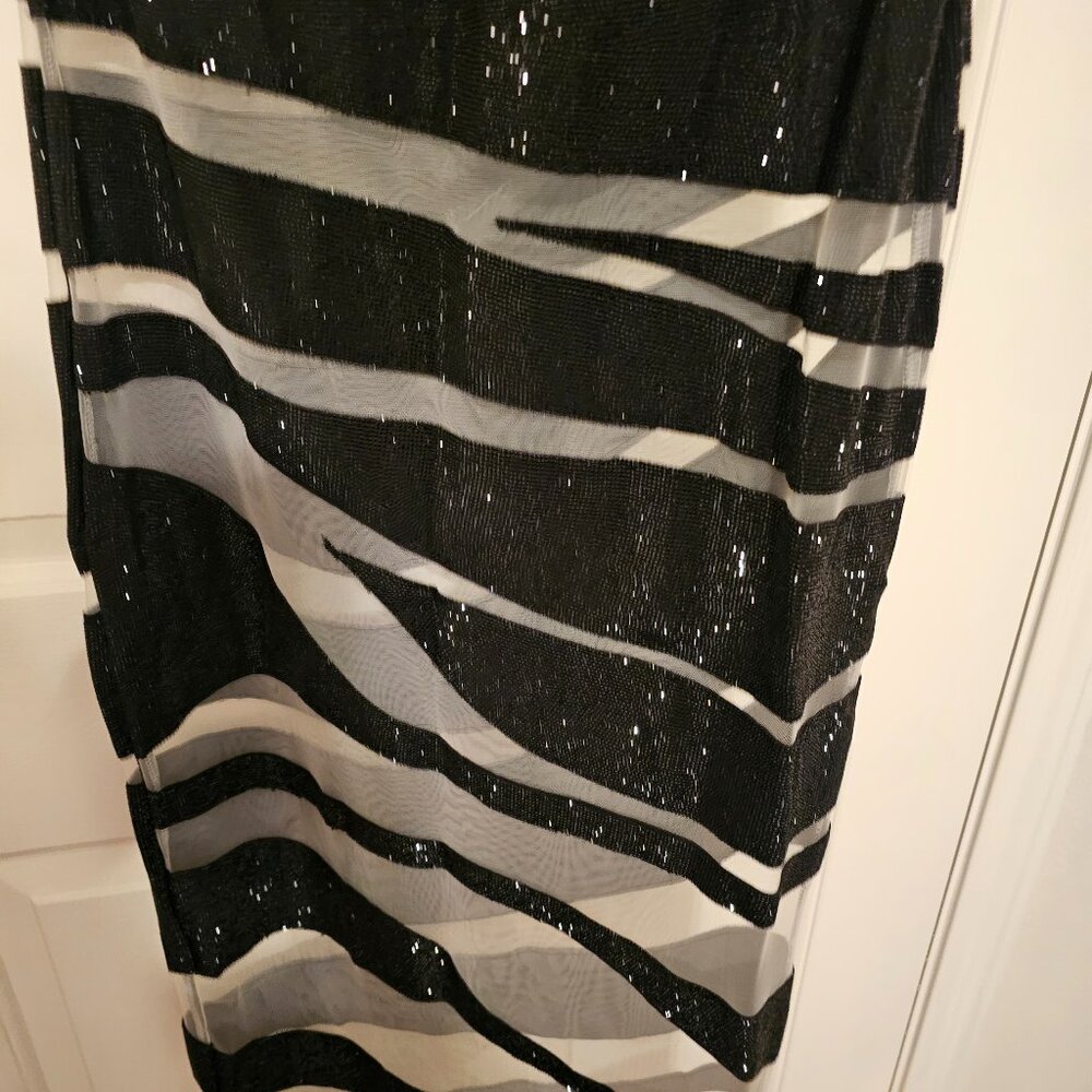 Rhinestone & Sheer Cocktail Dress - Picture 3 of 9